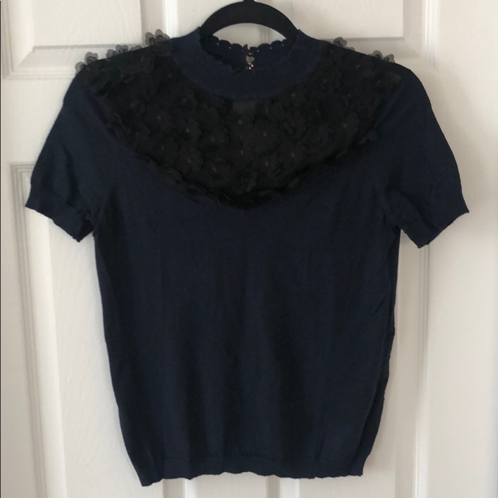 Draper James navy short sleeve sweater